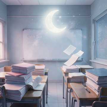 粉笔灰晒满半个月亮