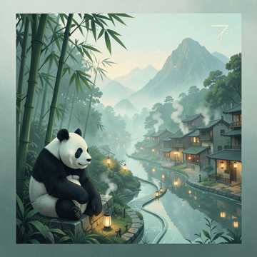 熊猫竹林发呆