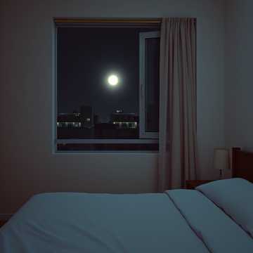 窗帘漏进半截月光