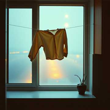 窗台晾着半件衬衫