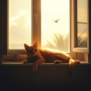 午后小猫窝窗台