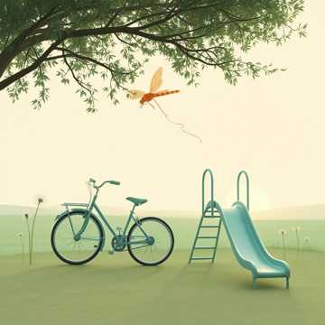 滑梯盛开的蒲公英