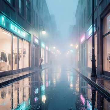 霓虹雨的街