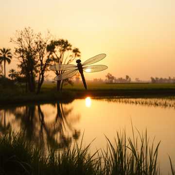 晚霞里的竹蜻蜓