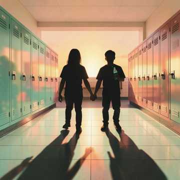 勾肩搭背影子晃