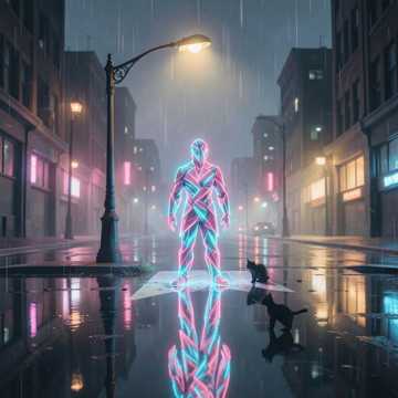 霓虹划破的影子