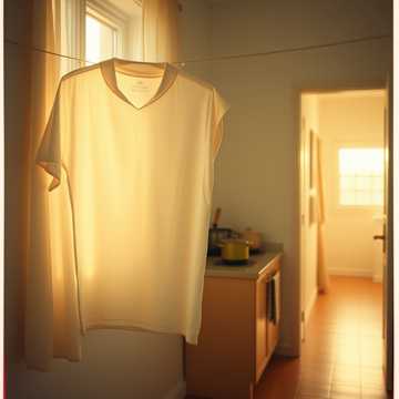 晾衣绳上的衬衫剪影