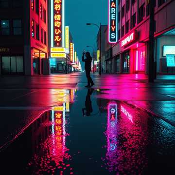 霓虹背面的倒影