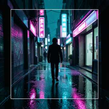 霓虹街的倒影