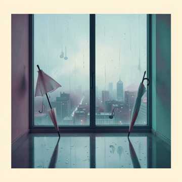 雨丝垂落的窗台