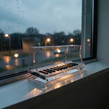 玻璃钢琴上的倒影