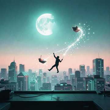 摘月抛向天空