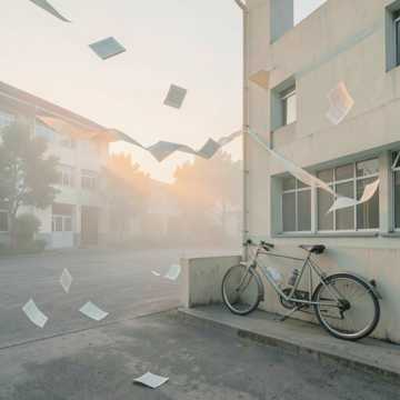 仲夏单车的剪影