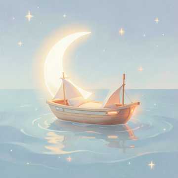 月亮船轻轻摇