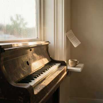 旧钢琴上的雨痕