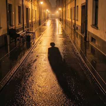 街灯熨过的影子