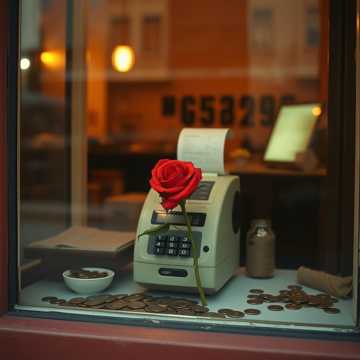 碎钞机旁的玫瑰