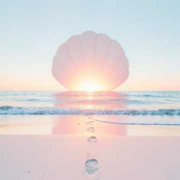 海风慢递贝壳晚霞