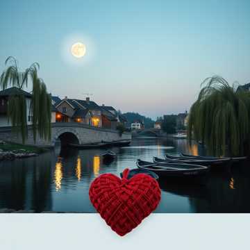 河岸晒着同心结