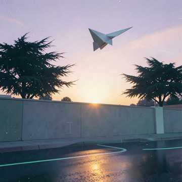 纸飞机越过矮墙