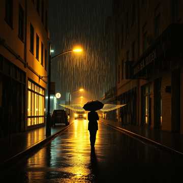 雨洒街灯照旧行
