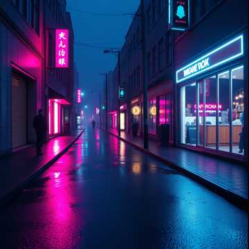 霓虹长街的倒影