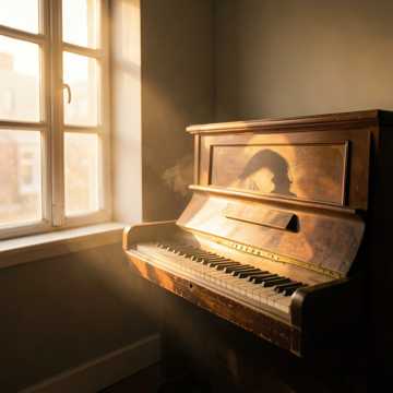 旧钢琴旁的黄昏