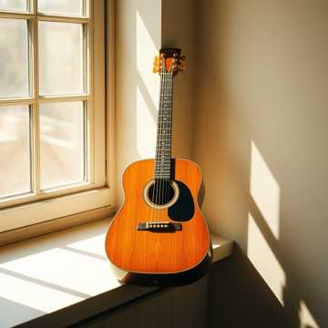 木吉他翻开的旧唱片