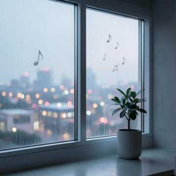 雨滴在窗口尽头