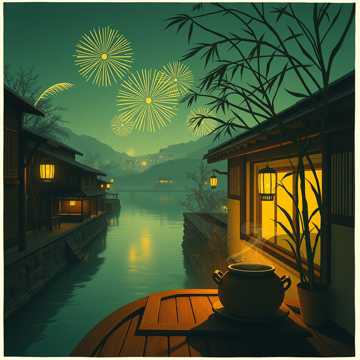 碗底烟花与竹影