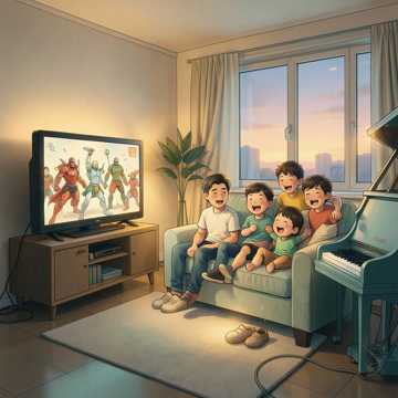 笑声溅落在沙发上