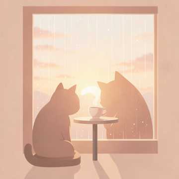 晨光里的小猫早安