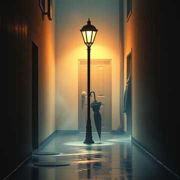 街灯把雨煮成烟