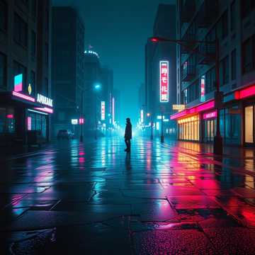 霓虹碎在影子里