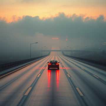 尾灯拉长的影子