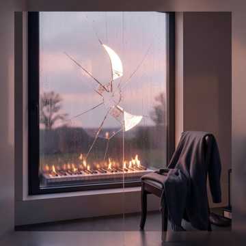 碎在玻璃上的月亮