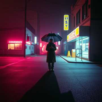 霓虹未关的街灯