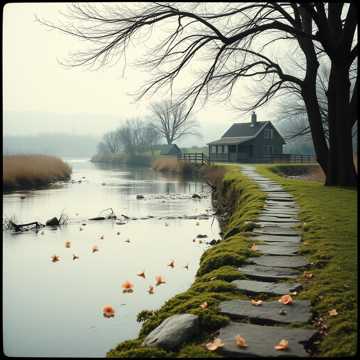 故乡溪流的春日