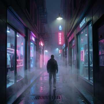 霓虹影里的空巷