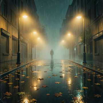 秋叶上跳动的雨声