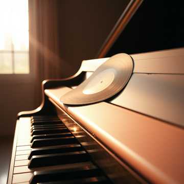 钢琴上的旧唱片