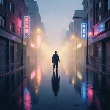 霓虹熄灭的街口