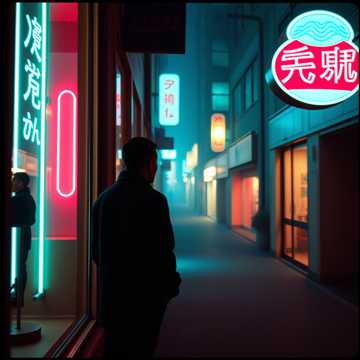 霓虹未眠的人行道