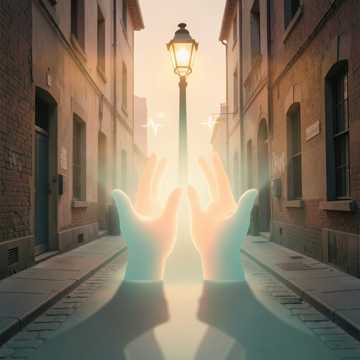 路灯烫着两颗心跳