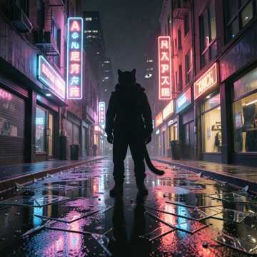 霓虹碎在柏油路