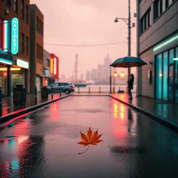 枫叶飘零的夏日港湾