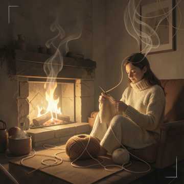 柴火旁的绒线衣