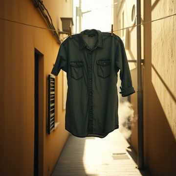 厚肩褪落旧衬衫