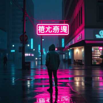 霓虹冷雨街