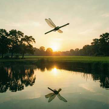 晚霞里的竹蜻蜓